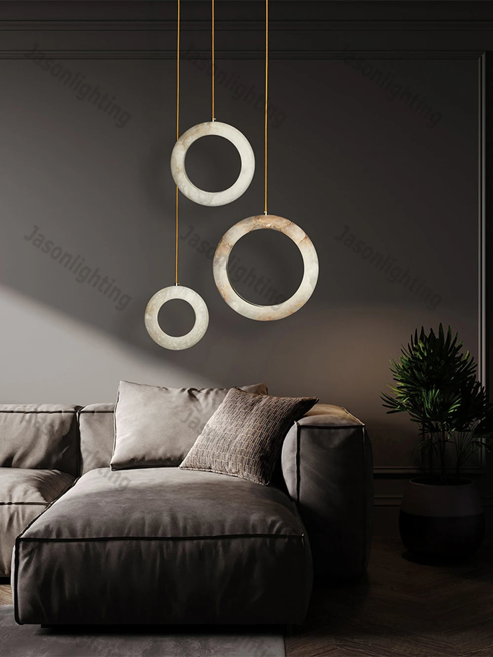 LED Classic Marble Circle DIY Hanging Lamp Chandelier