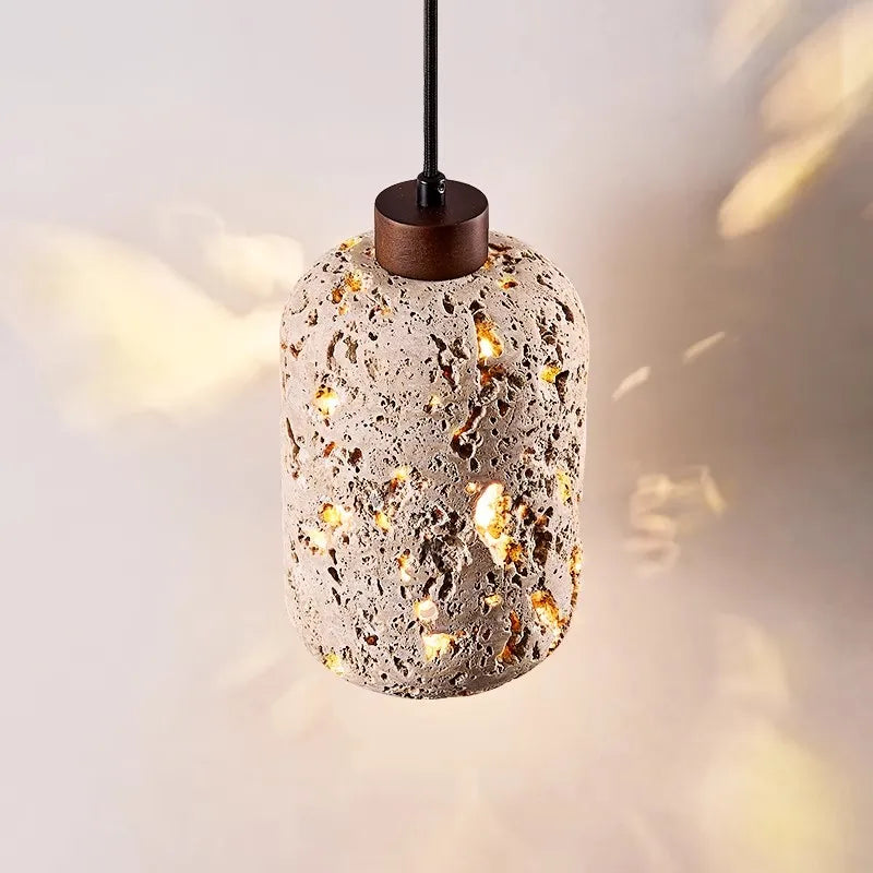 Creative Natural Stone Pendant Lamp Art E27 Bulb Wire