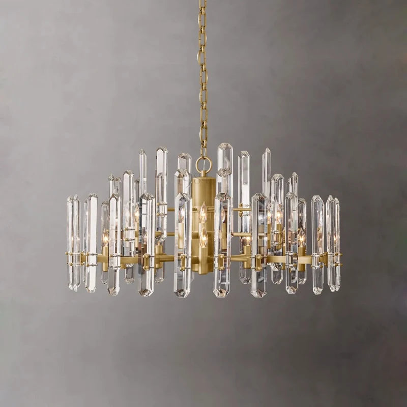 American Brass Silver Black K9 Crystal LED Chandelier