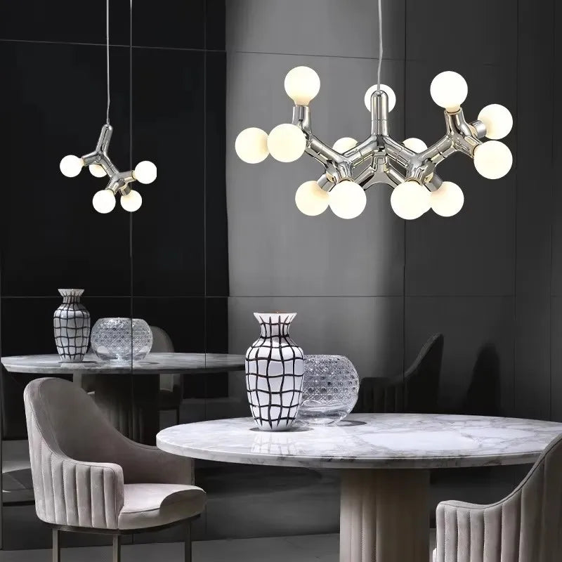 Postmodern LED Chandelier Lighting Copper Dining Room Island