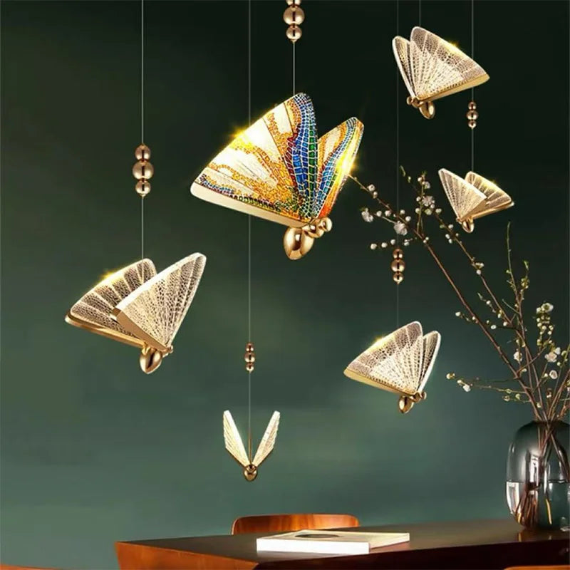 Nordic Acrylic Butterfly LED Pendant Lights Bar Suspend