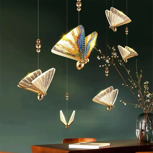 Nordic Acrylic Butterfly LED Pendant Lights Bar Suspend