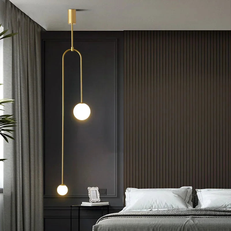 Glass Ball Pendant Light LED Bedside Hanging Lighting Nordic