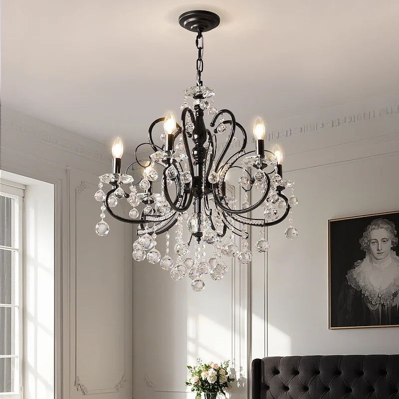 American Black Iron E14 Candle LED Chandelier