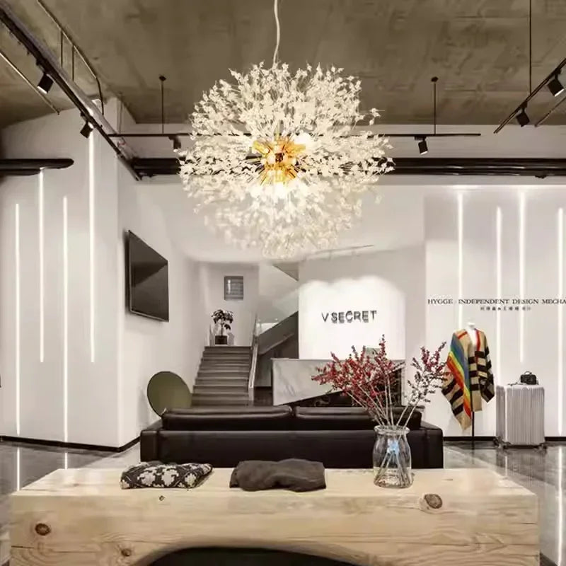 Nordic Dandelion Chandelier Gold Chrome G9 Pendant