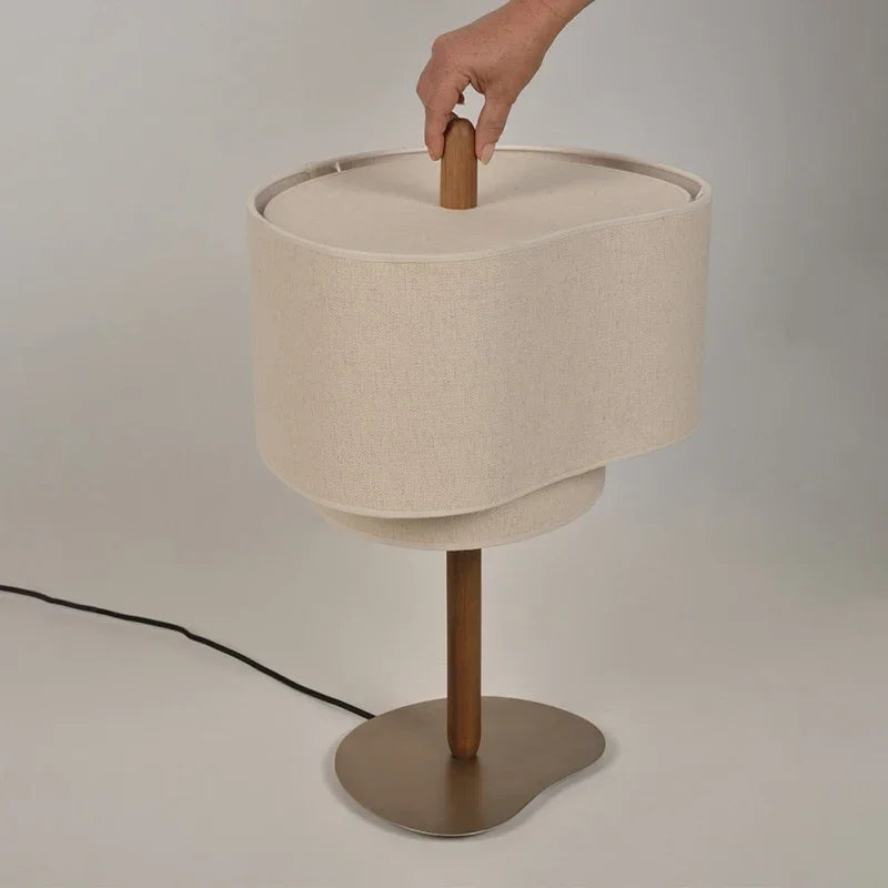 Japanese Wabi Sabi LED Floor Lamp Fabric Shade