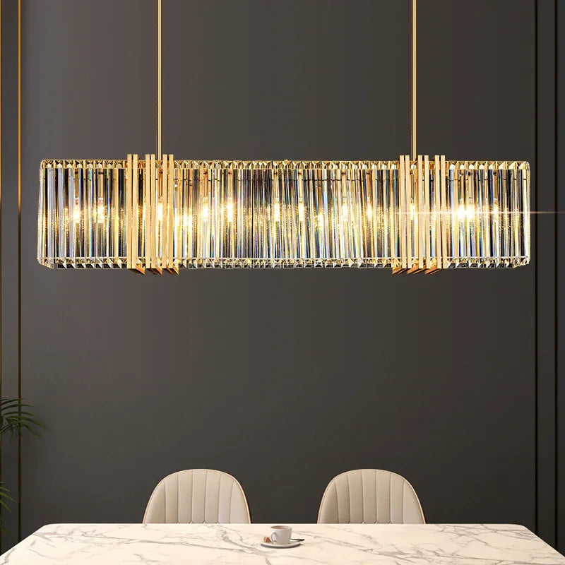E14 LED Pendant Lights Dining Room Straight Lamp K9 Crystal
