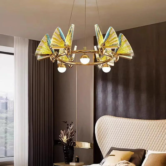 Acrylic Butterfly LED Pendant Lights Living Room Gold