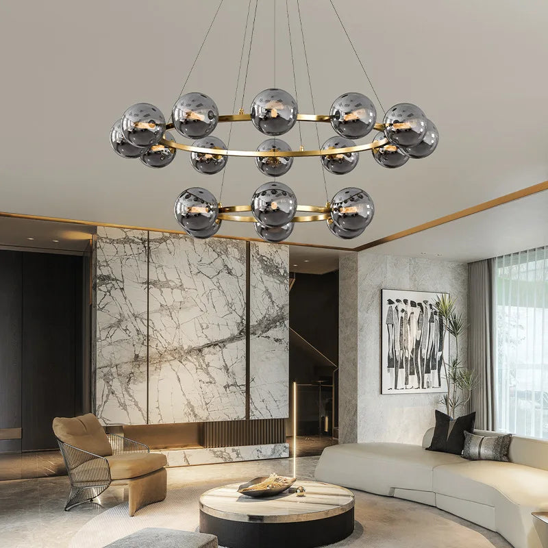 Nordic Glass Globes LED Chandelier Foyer G9 Pendant
