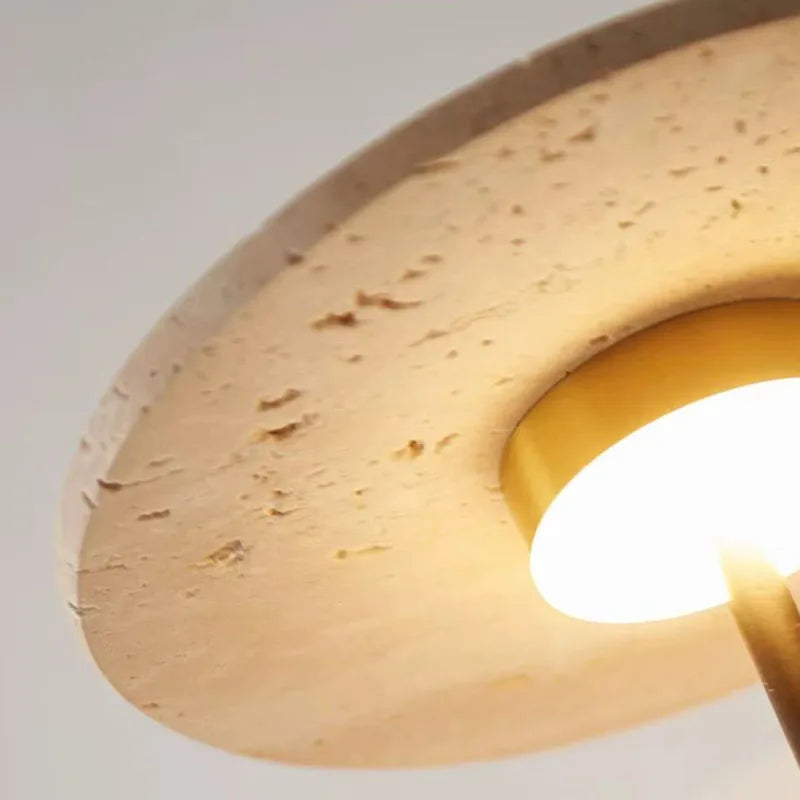 Creative Round Natural Stone Wall Light Dark Wood 3000K