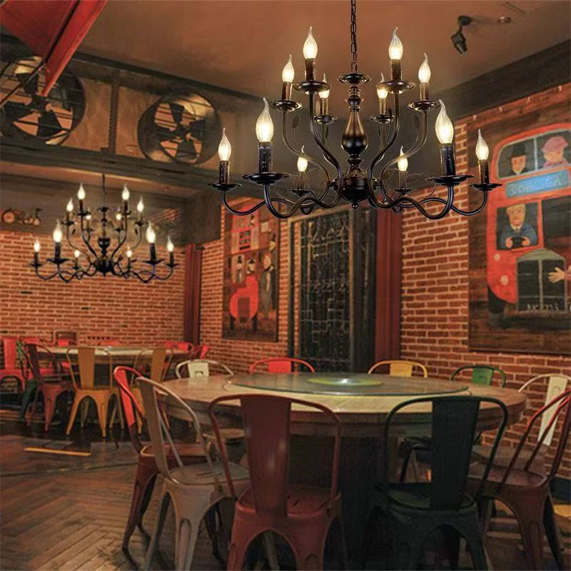 American Retro Cafe Pendant Light Dining Room Black Metal