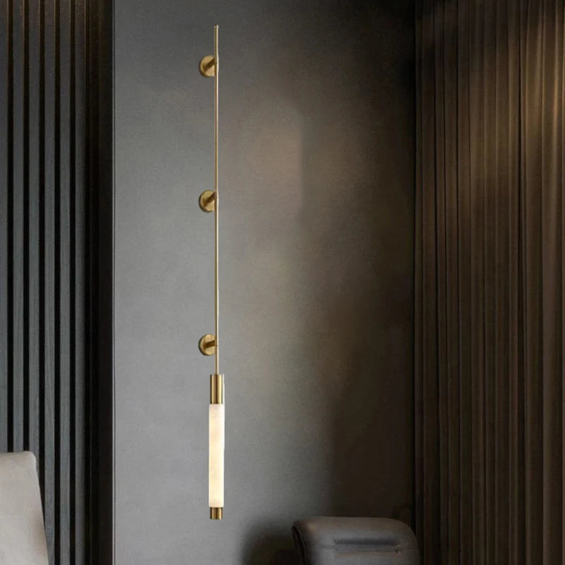 Simple Natural White Marble Wall Light Copper