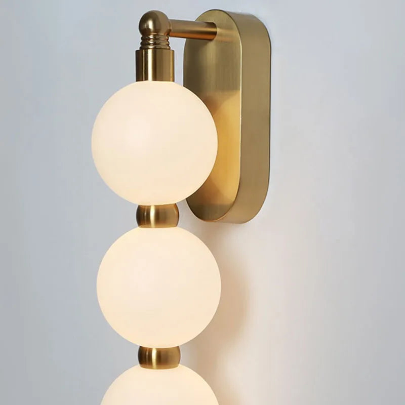 White Acrylic Ball Wall Lights Changeable Dimming Gold Metal