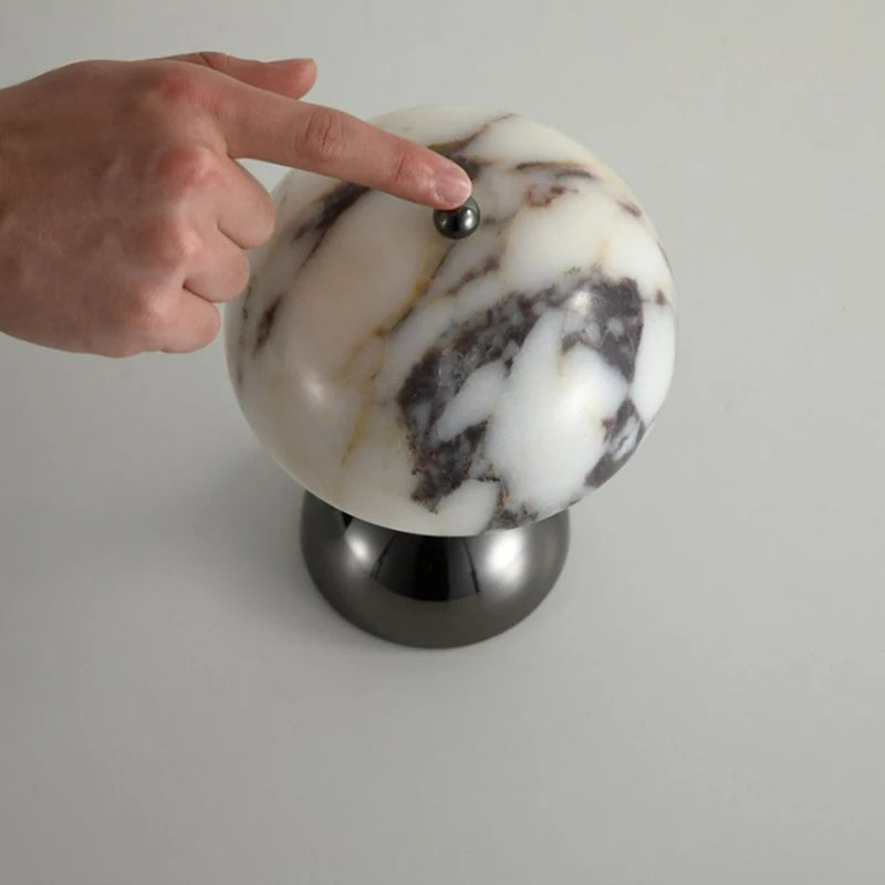 Rechargeable Battery LED Night Light Natural Marble Black