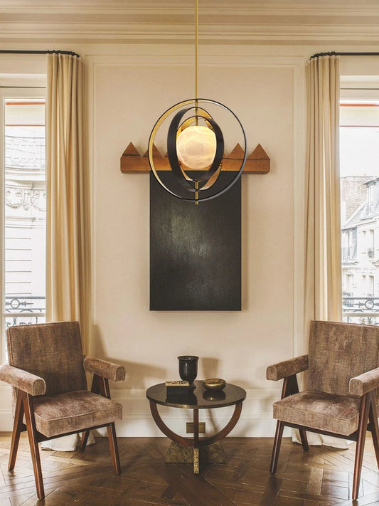 Natural Marble Globe LED Pendant Light Alabaster