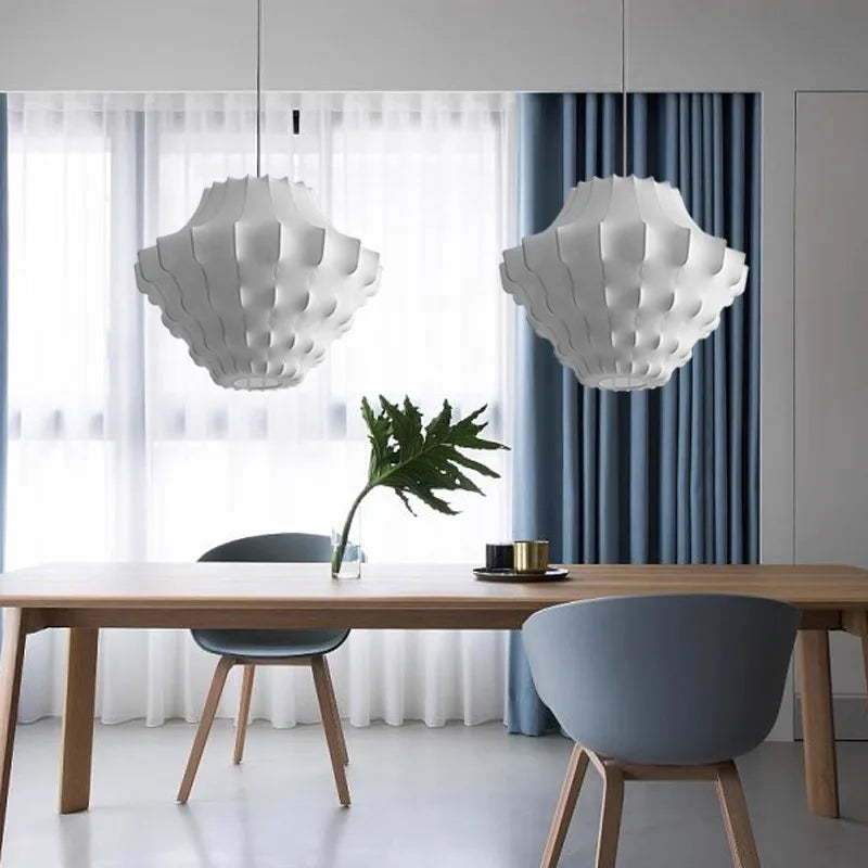 Nordic Wabi Sabi E27 Chandelier Living Room Silk LED Pendant