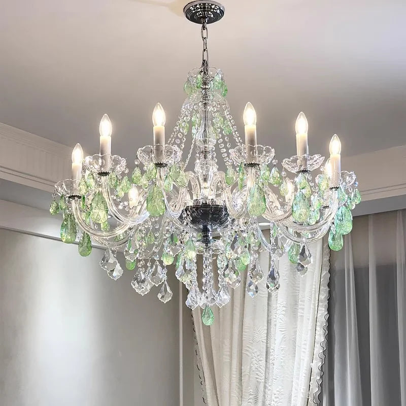 European Green Crystal LED Chandelier Indoor