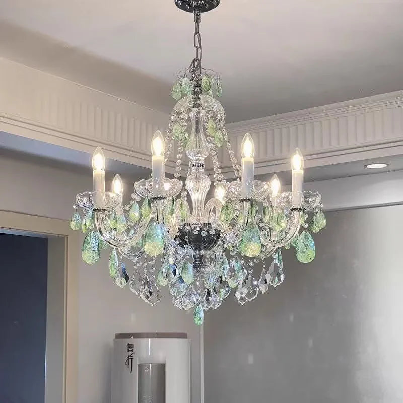 European Green Crystal LED Chandelier Indoor