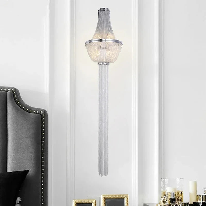 Italian Tassels Wall Lamp Aluminum Chain Light Loft Mid