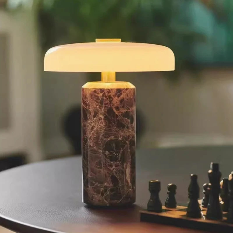 Natural White Marble Table Lamp Atmosphere Home Glass