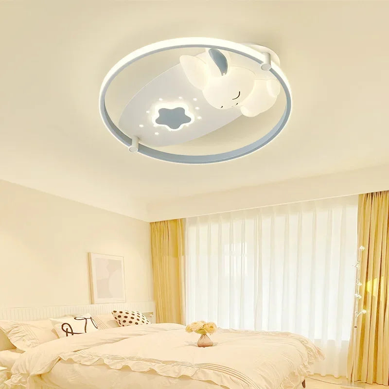 Cute Children's Room Ceiling Lights LED White Rabbit Light