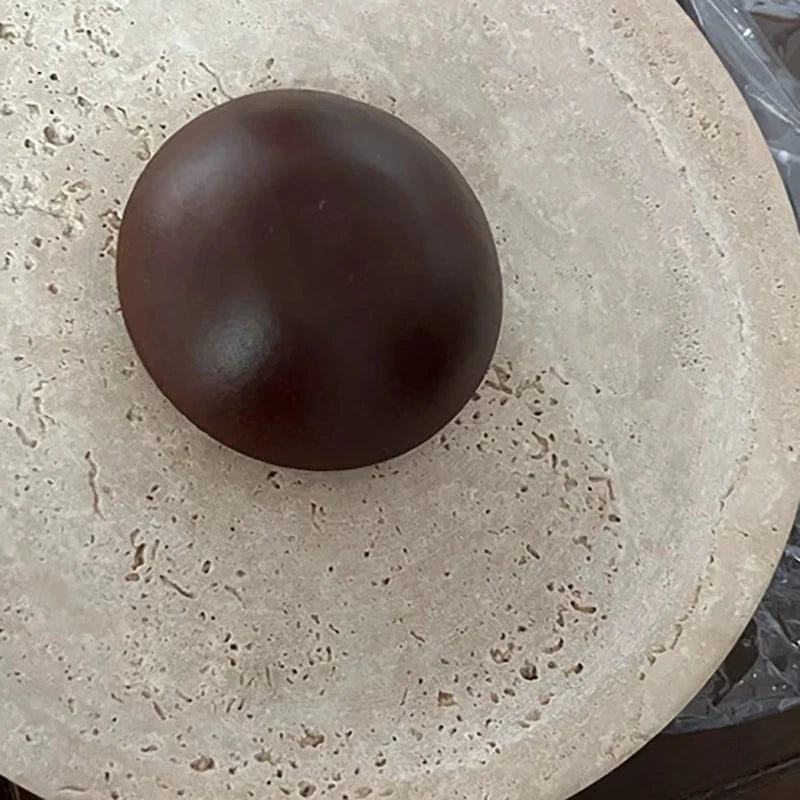 Mdoern Natural Stone Wall Light Sconce Dark Wood 25CM