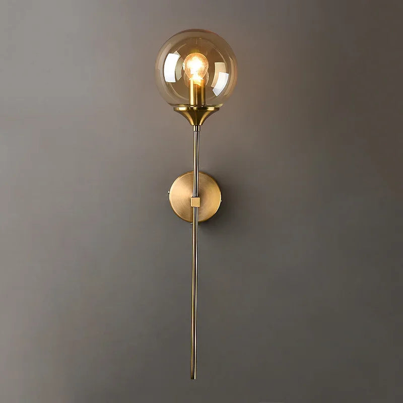 Glass Wall Lamp Creative Golden Sconces Round Nordic