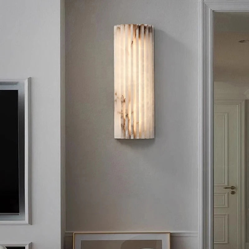 Creative Real Marble LED Wall Lamp Art Deco Room Sconce