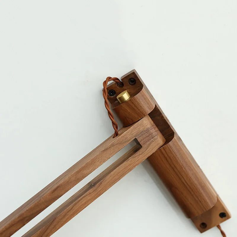 Natural Stone Wall Lamp Wooden Pole Can Rotate Light Reading