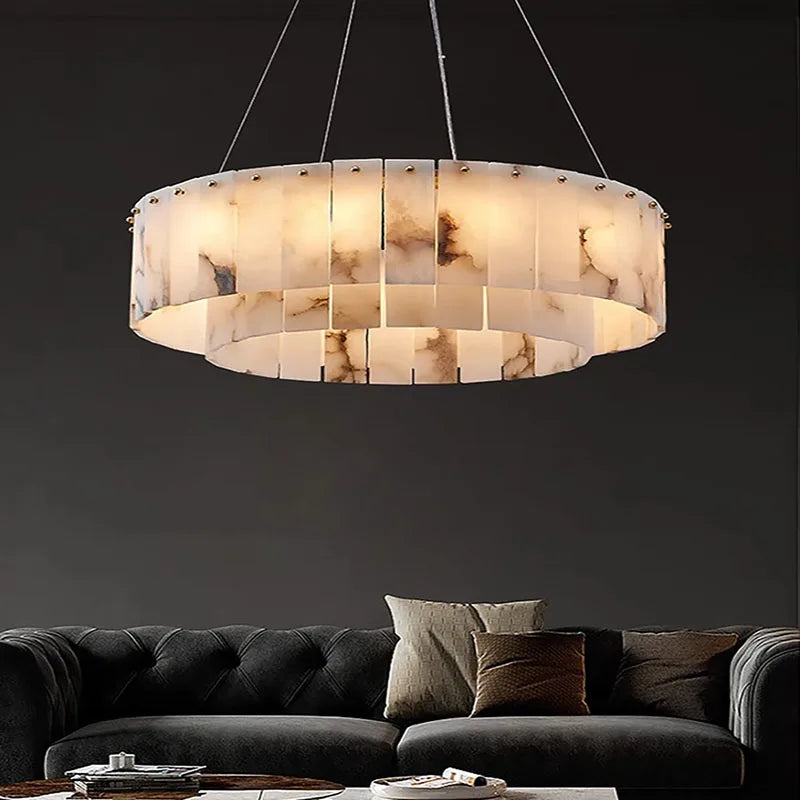 2 Layer Marble Series LED Hanging Lamps Chandelier