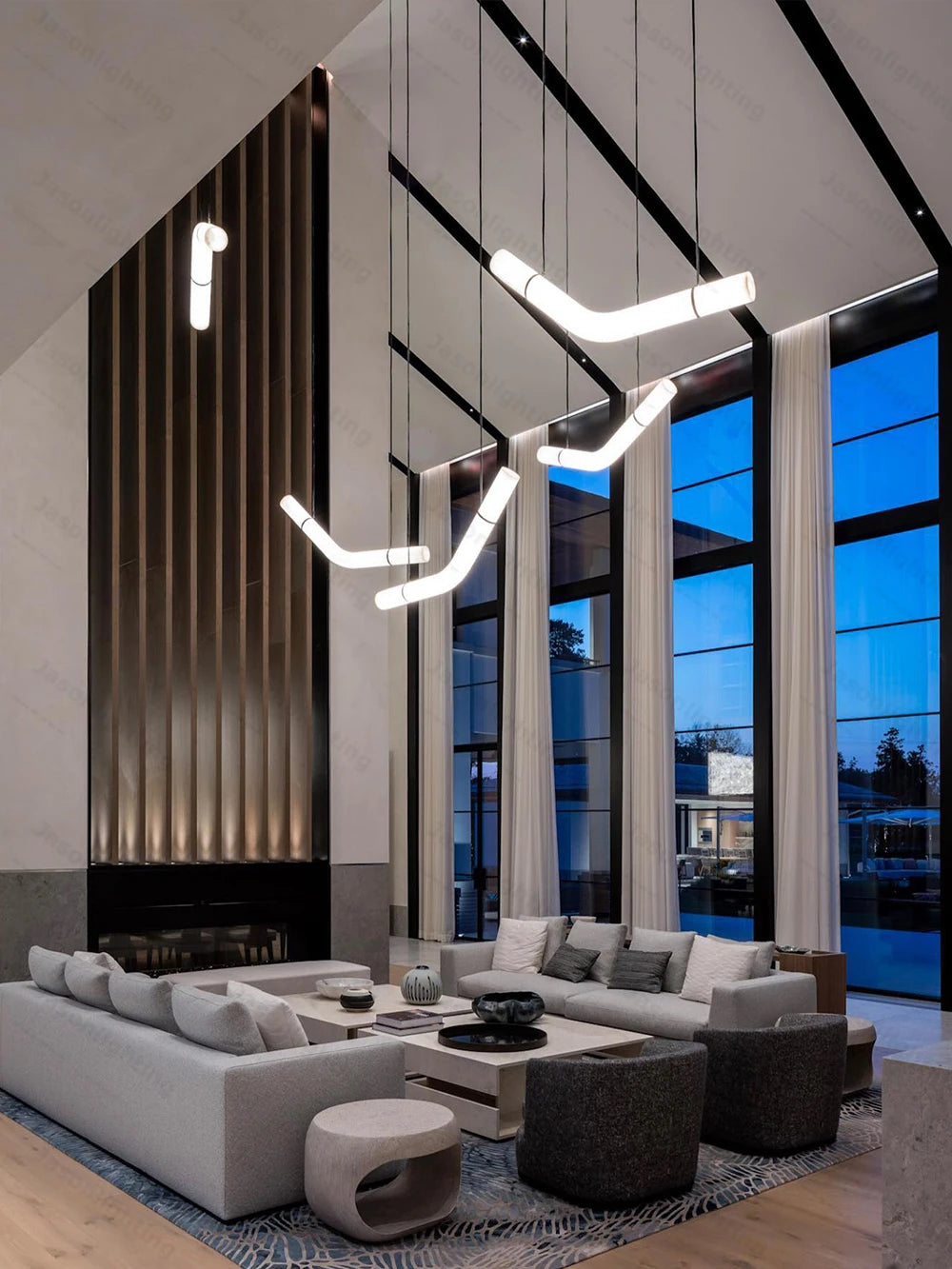 Marble Art Gold Chrome Dimmable LED Hight Ceiling Chandelier