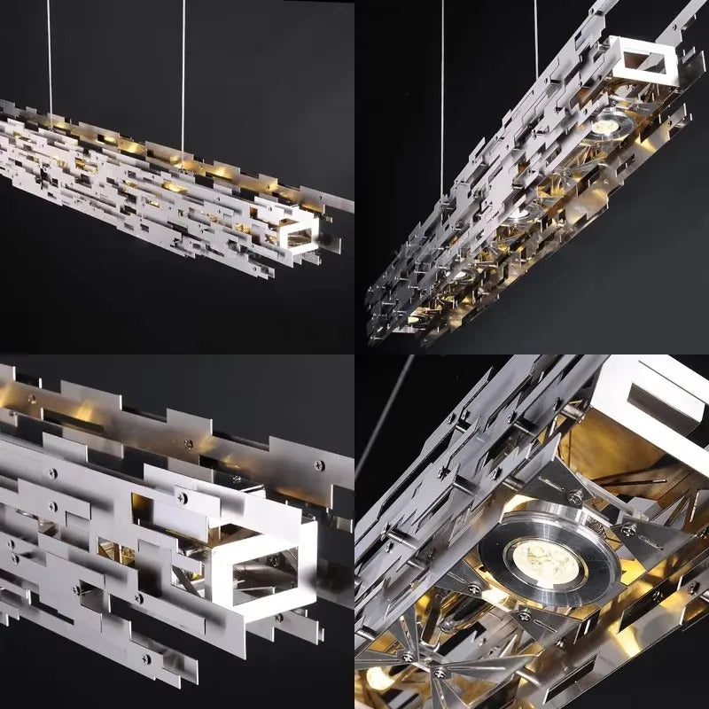 Postmodern LED Chandelier Dining Room Island Chrome