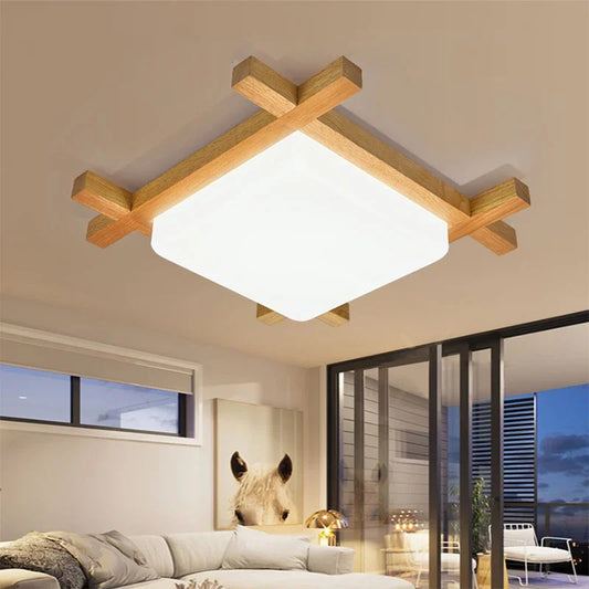 Chinese Ceiling Lights Wood Lampshades Flush Mount Light