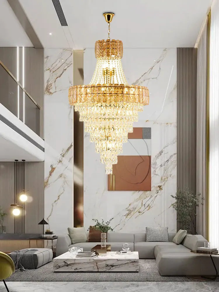 K9 Crystal Clear Amber Grey LED Chandelier