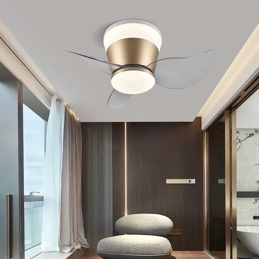 Small Electric Fan Gold Black White Blue Metal Ceiling Light