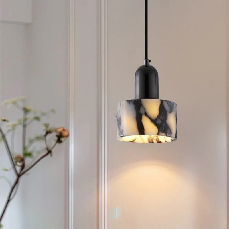 Art Pendant Light Natural Stone Marble E27 Bulb