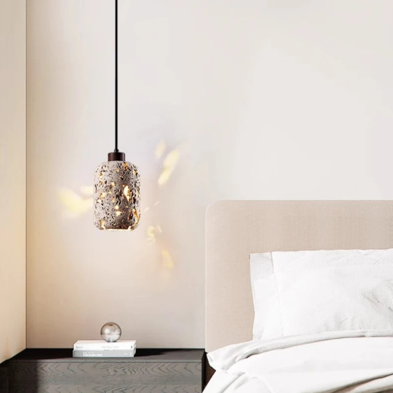 Creative Natural Stone Pendant Lamp Art E27 Bulb Wire