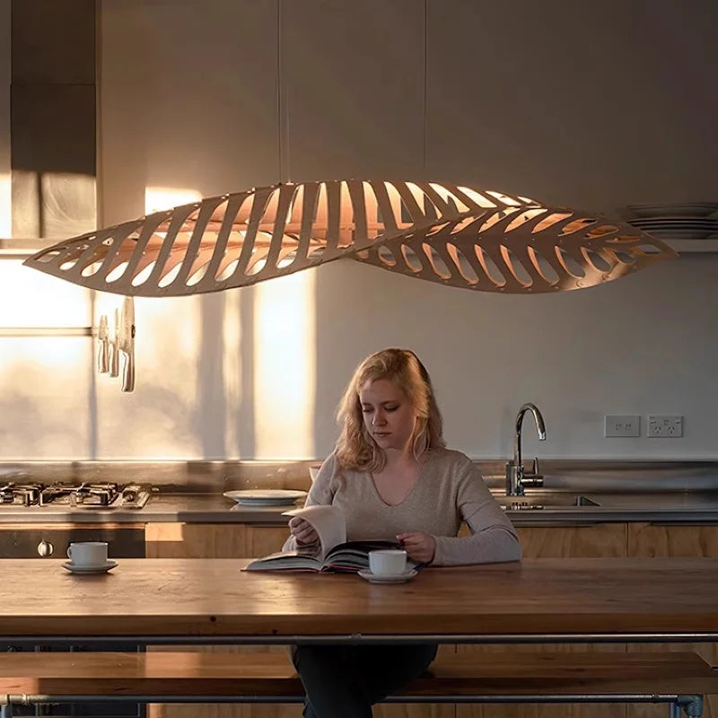 Nordic Wood Fish Bone LED Pendant