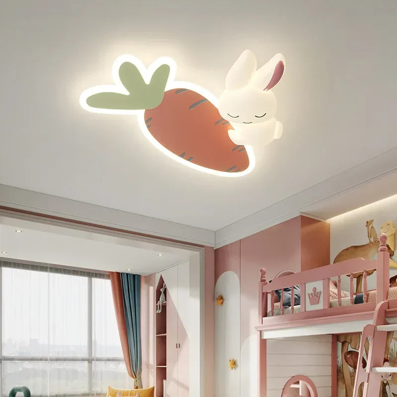 Cute Children's Room Ceiling Lights LED White Rabbit Light
