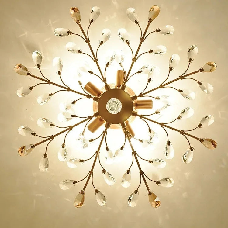 Retro American Tree Ceiling Chandelier Crystals