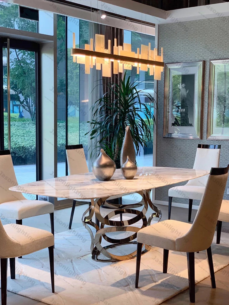 Art Natural Marble Collection Dimmable LED Chandelier