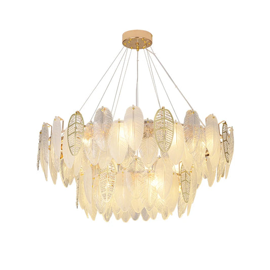 Autumn Leaves LED Art Glass Dimmable Hanging Lamps Designer