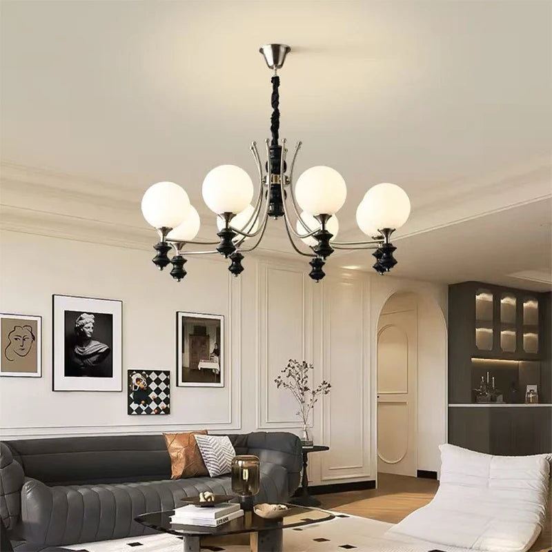 French Retro Living Room Chandelier Modo Glass Globe Ceiling