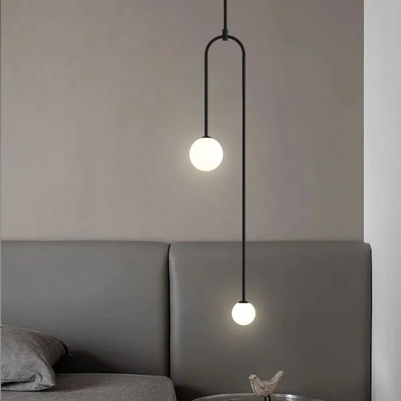 Glass Ball Pendant Light LED Bedside Hanging Lighting Nordic