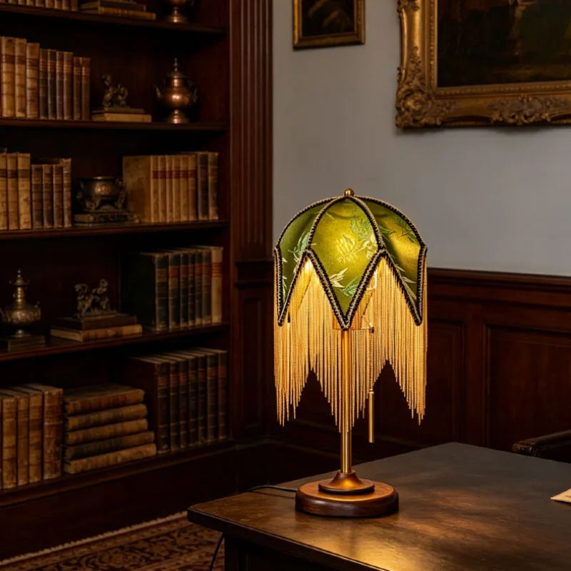 Creative Fabric Lampshade Table Lamp E27 Bulb Wood Base