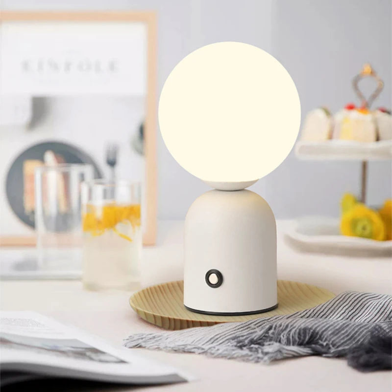 Colorful Desk Lamp Charging White Glass Mini Table