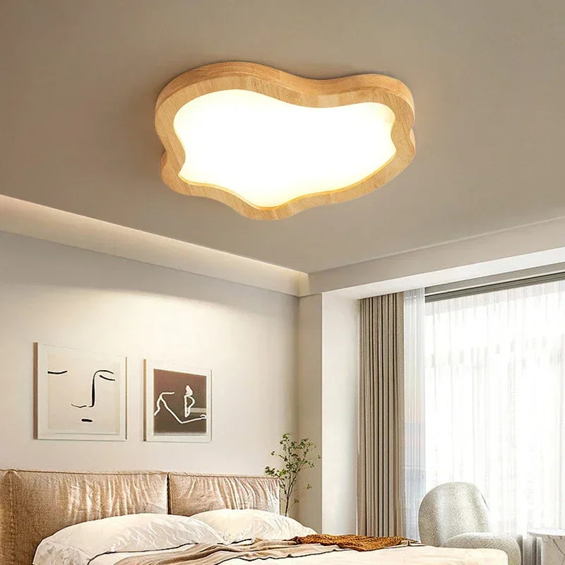 LED Ceiling Light Wood Grain Golden Pendant Lamp Nordic