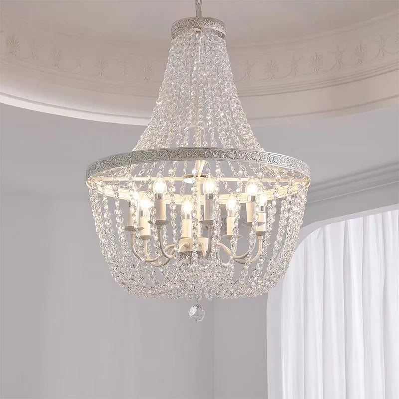 American K9 Crystal E14 Pendant Lights French White Iron