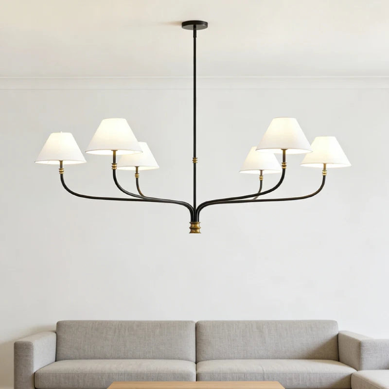 2 3 6 8 10 Lights White Lampshade Black Metal