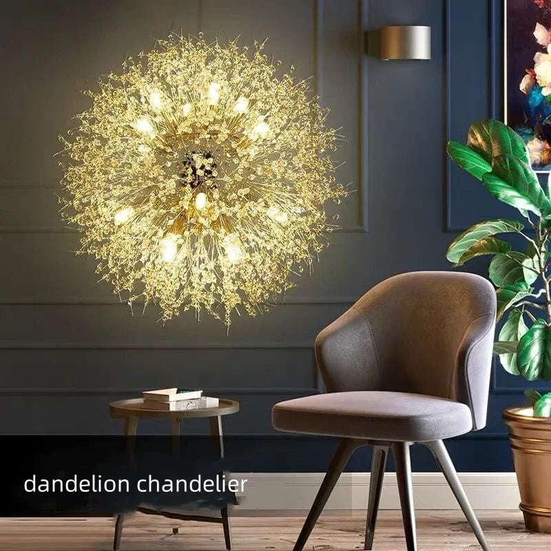 Nordic Dandelion Chandelier Gold Chrome G9 Pendant